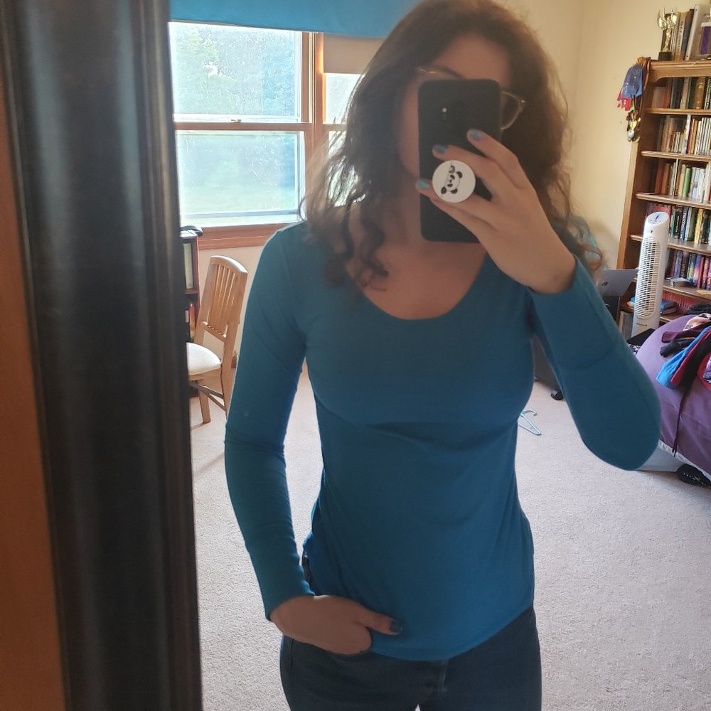 Mossimo Long Sleeve Blue Tee